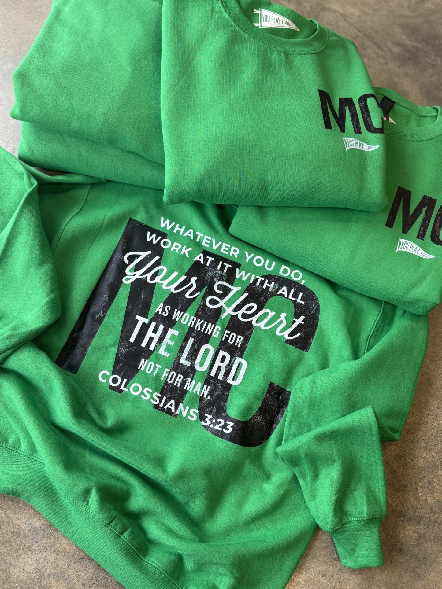 Personalized Christian Sweatshirt – Custom Bible Verse Crewneck “Work With All Your Heart” Colossians 3:23 Faith Gift