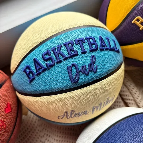 Custom 3D Embroidered Father's Day Basketball, Gift for Mom, Gift for Dad