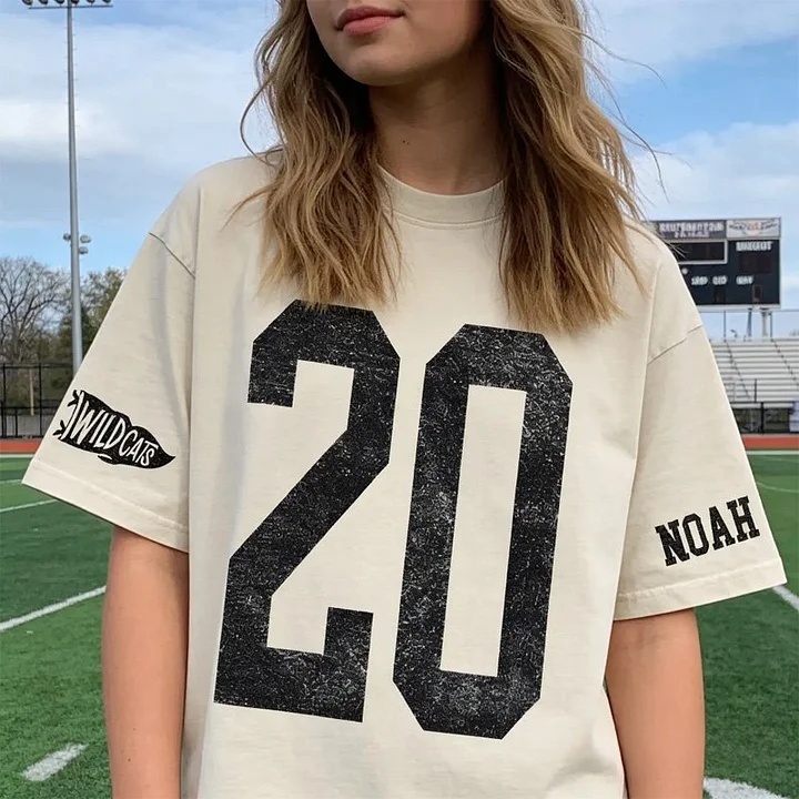 Custom Vintage Varsity Number or Letter Sport Team Washed T-Shirt