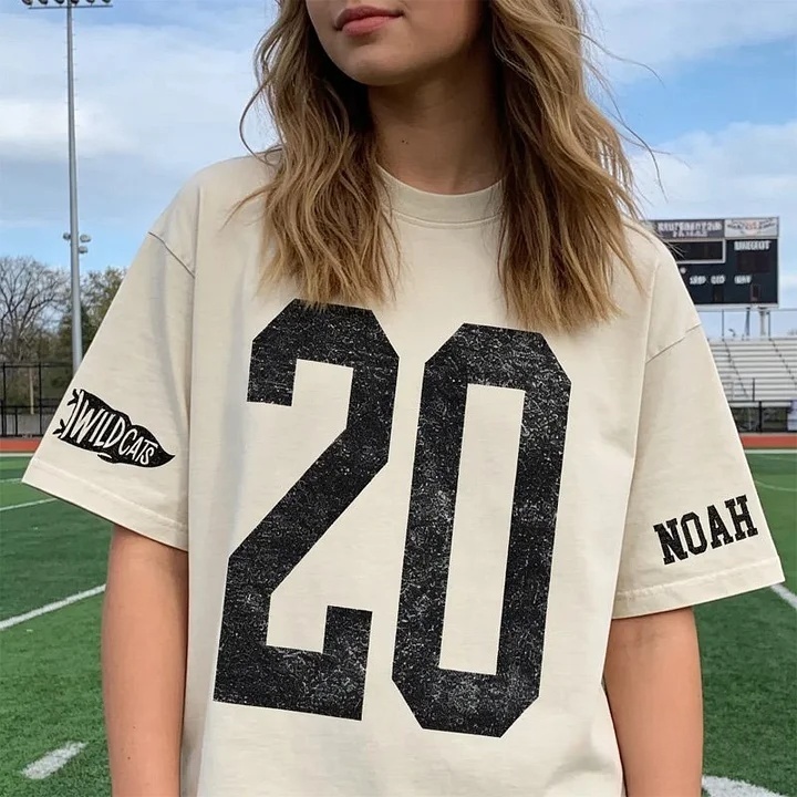 Custom Vintage Varsity Number or Letter Sport Team Washed T-Shirt