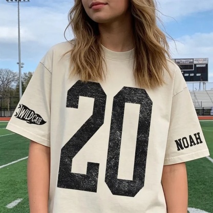 Custom Vintage Varsity Number or Letter Sport Team Washed T-Shirt