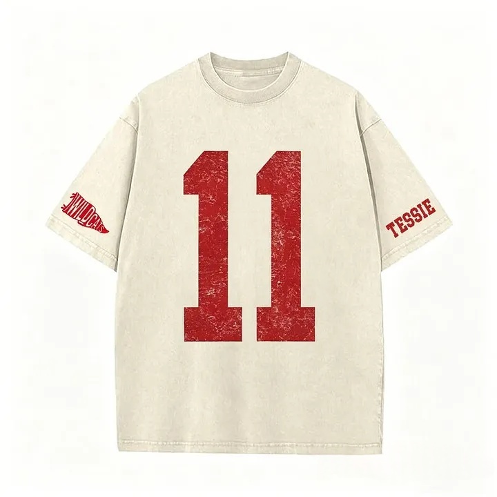 Custom Vintage Varsity Number or Letter Sport Team Washed T-Shirt