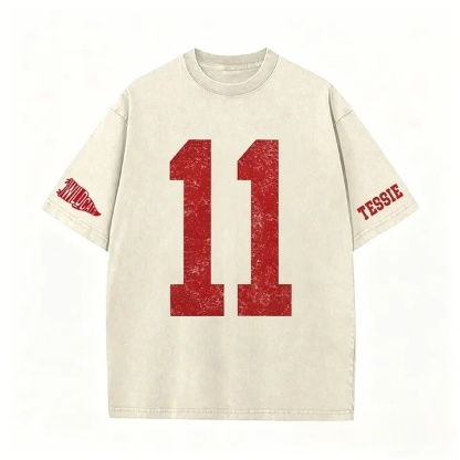 Custom Vintage Varsity Number or Letter Sport Team Washed T-Shirt