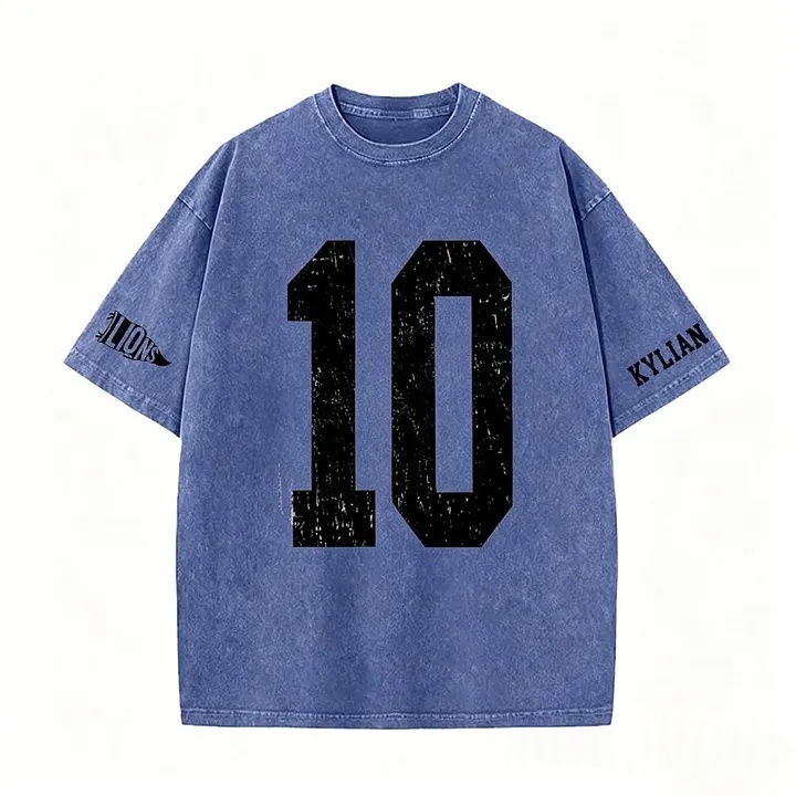 Custom Vintage Varsity Number or Letter Sport Team Washed T-Shirt