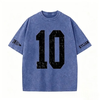 Custom Vintage Varsity Number or Letter Sport Team Washed T-Shirt