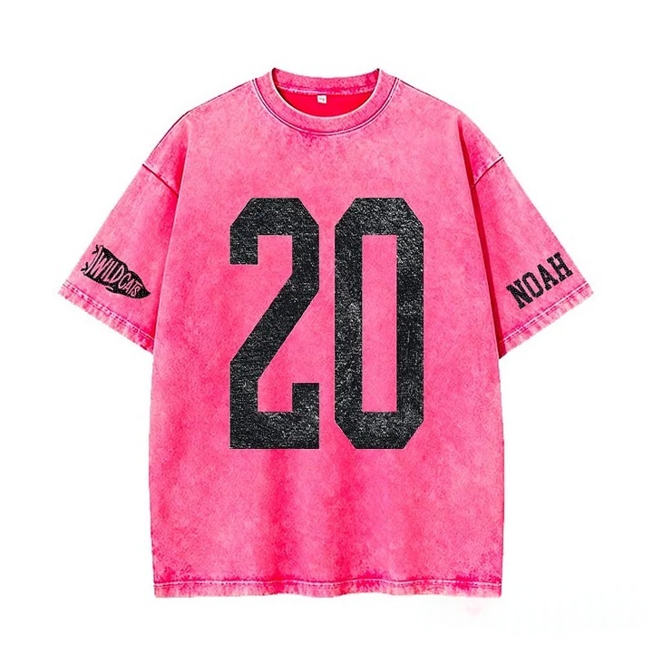 Custom Vintage Varsity Number or Letter Sport Team Washed T-Shirt