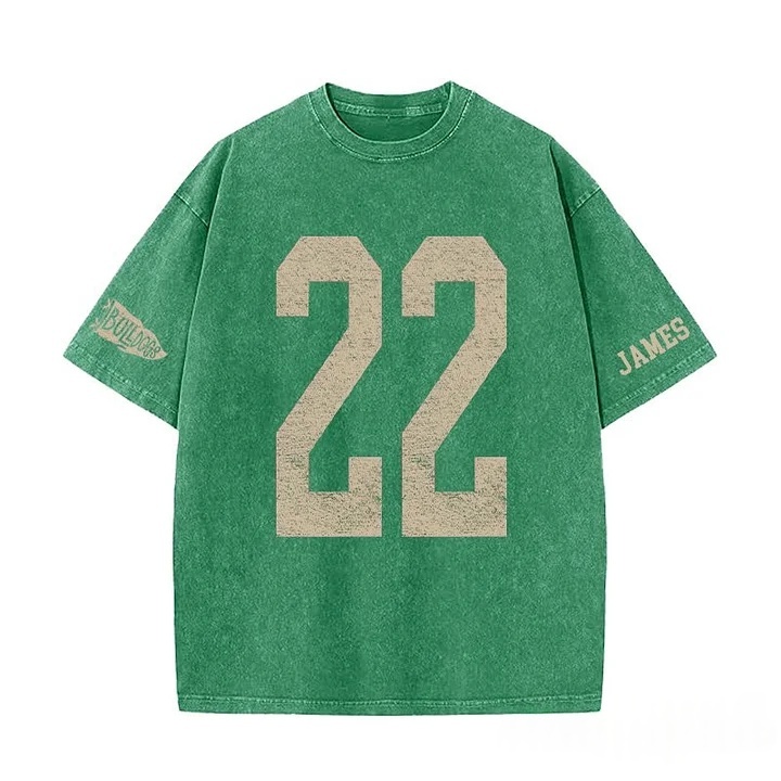 Custom Vintage Varsity Number or Letter Sport Team Washed T-Shirt