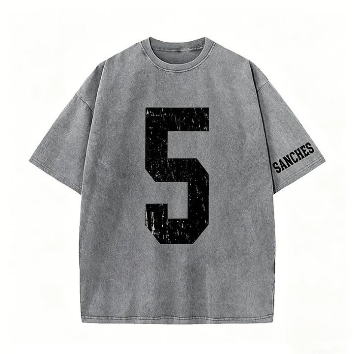 Custom Vintage Varsity Number or Letter Sport Team Washed T-Shirt