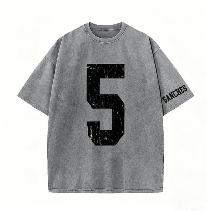 Custom Vintage Varsity Number or Letter Sport Team Washed T-Shirt