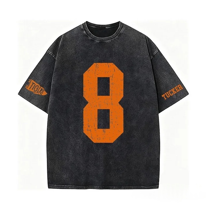 Custom Vintage Varsity Number or Letter Sport Team Washed T-Shirt