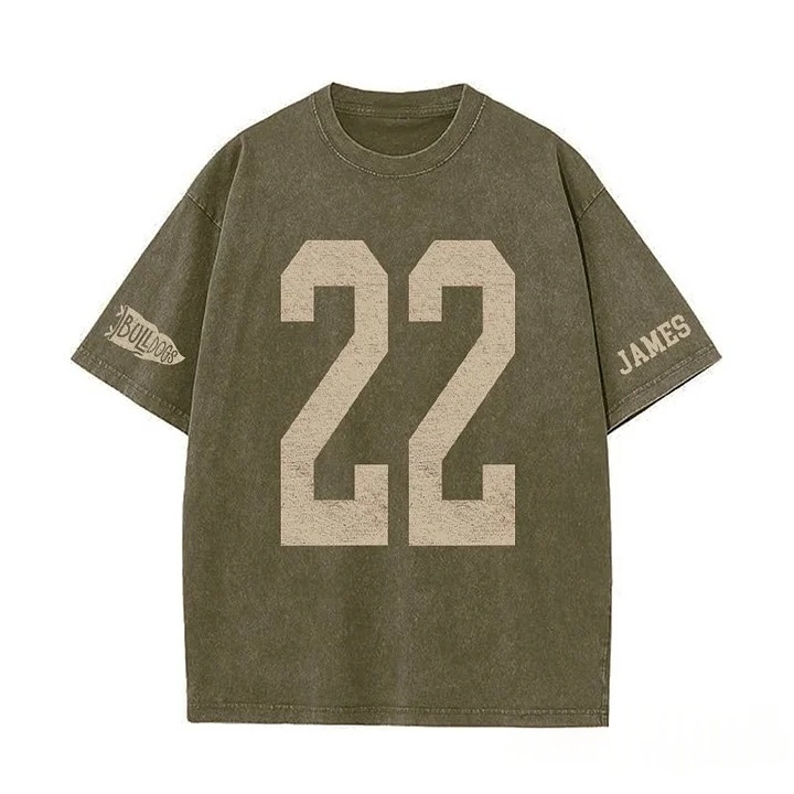Custom Vintage Varsity Number or Letter Sport Team Washed T-Shirt
