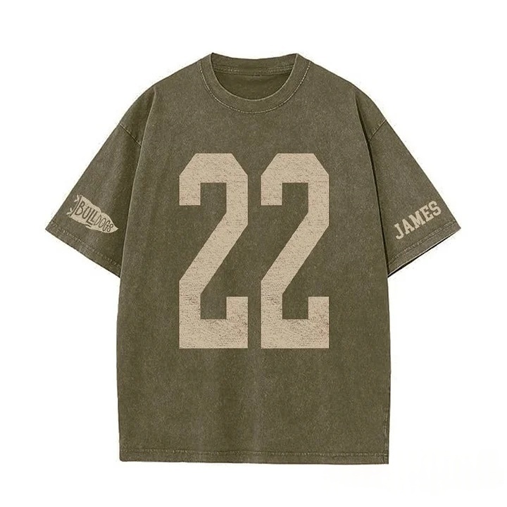 Custom Vintage Varsity Number or Letter Sport Team Washed T-Shirt