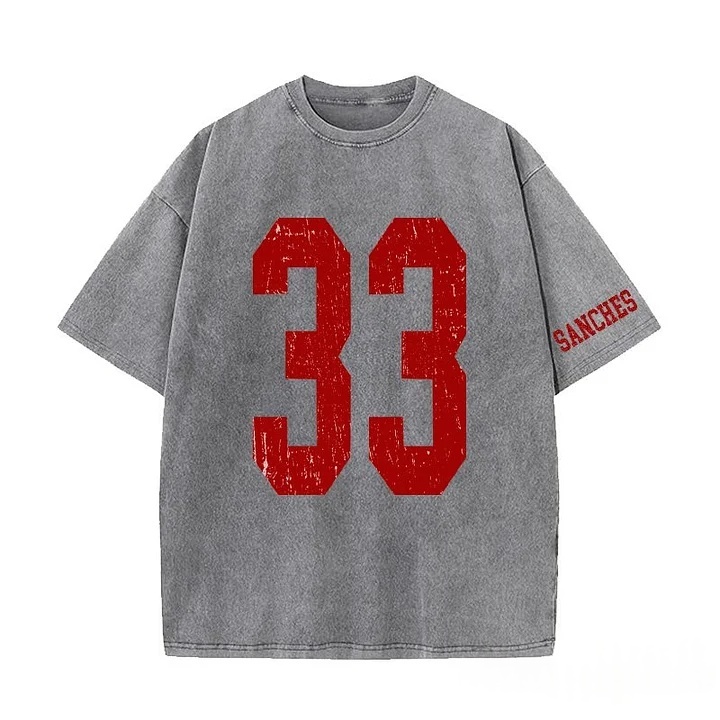 Custom Vintage Varsity Number or Letter Sport Team Washed T-Shirt
