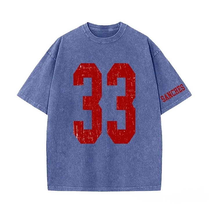 Custom Vintage Varsity Number or Letter Sport Team Washed T-Shirt