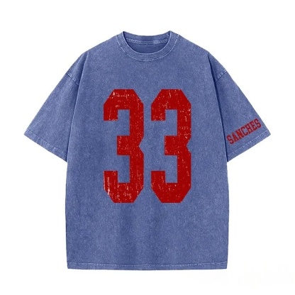 Custom Vintage Varsity Number or Letter Sport Team Washed T-Shirt
