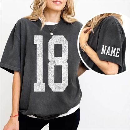 Custom Vintage Varsity Number or Letter Sport Team Washed T-Shirt