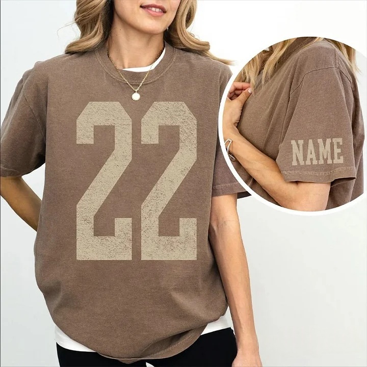 Custom Vintage Varsity Number or Letter Sport Team Washed T-Shirt