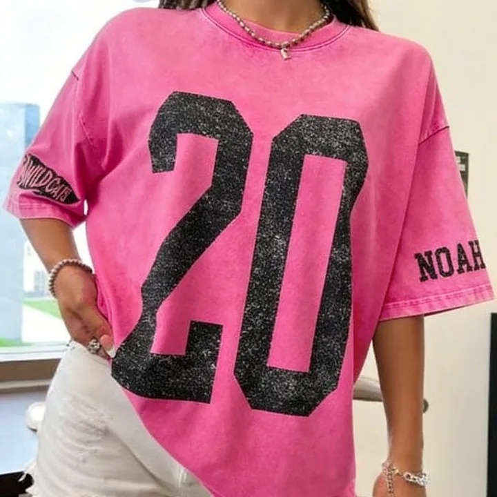 Custom Vintage Varsity Number or Letter Sport Team Washed T-Shirt