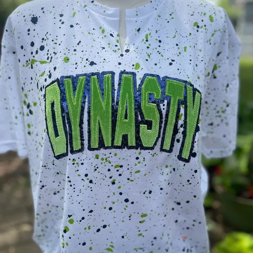 Personalized Handmade Dot Mascot Shirt Custom Sequin Embroidery Team Name Sweatshirt