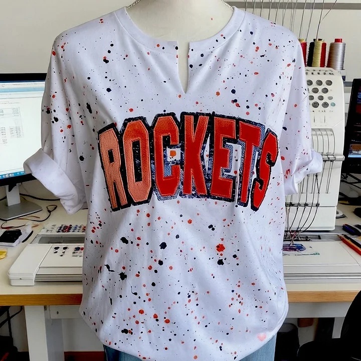 Personalized Handmade Dot Mascot Shirt Custom Sequin Embroidery Team Name Sweatshirt