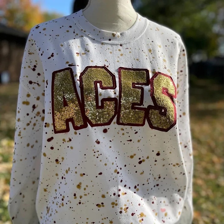 Personalized Handmade Dot Mascot Shirt Custom Sequin Embroidery Team Name Sweatshirt