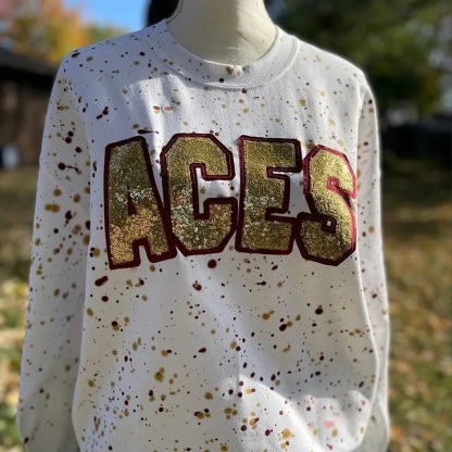Personalized Handmade Dot Mascot Shirt Custom Sequin Embroidery Team Name Sweatshirt