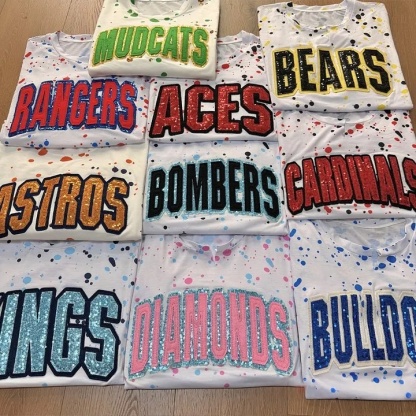 Personalized Handmade Dot Mascot Shirt Custom Sequin Embroidery Team Name Sweatshirt