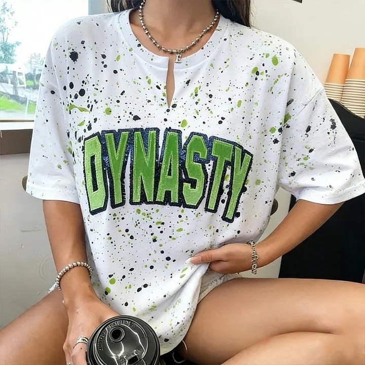 Personalized Handmade Dot Mascot Shirt Custom Sequin Embroidery Team Name Sweatshirt