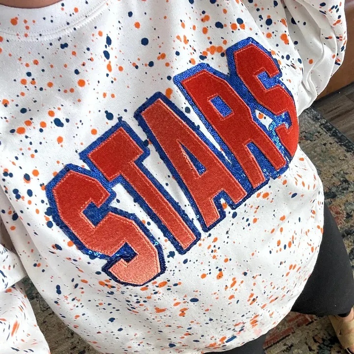Personalized Handmade Dot Mascot Shirt Custom Sequin Embroidery Team Name Sweatshirt