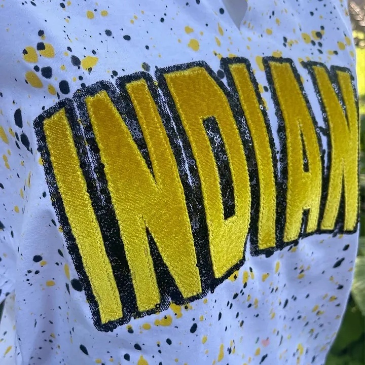 Personalized Handmade Dot Mascot Shirt Custom Sequin Embroidery Team Name Sweatshirt