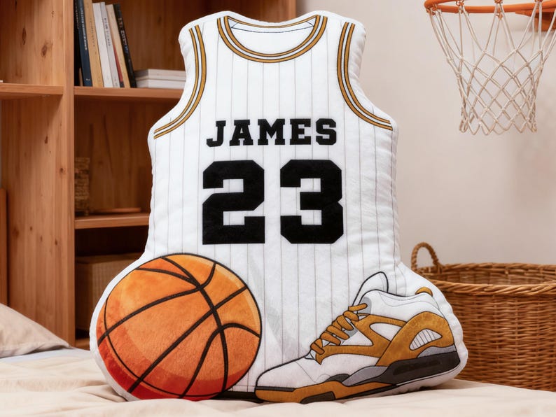 Custom Jersey Pillow,Personalized Basketball Jersey Pillow with Number,Basketball Lover Player Gift,Sports Pillow,Kids Gift,Throw Pillow