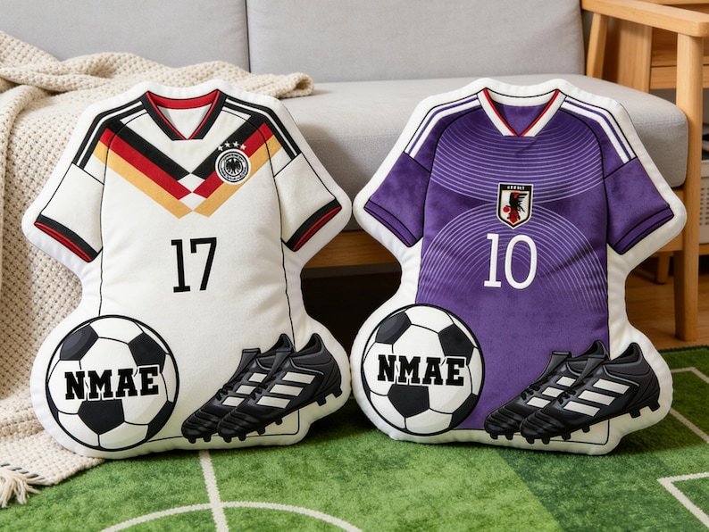 Soccer Jersey Shape Pillow with Name & Number Personalized,Custom Sports Gift for Kids/Sports Lovers,Sport Home Decor,World Cup 2026 Gift