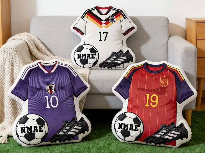 Soccer Jersey Shape Pillow with Name & Number Personalized,Custom Sports Gift for Kids/Sports Lovers,Sport Home Decor,World Cup 2026 Gift
