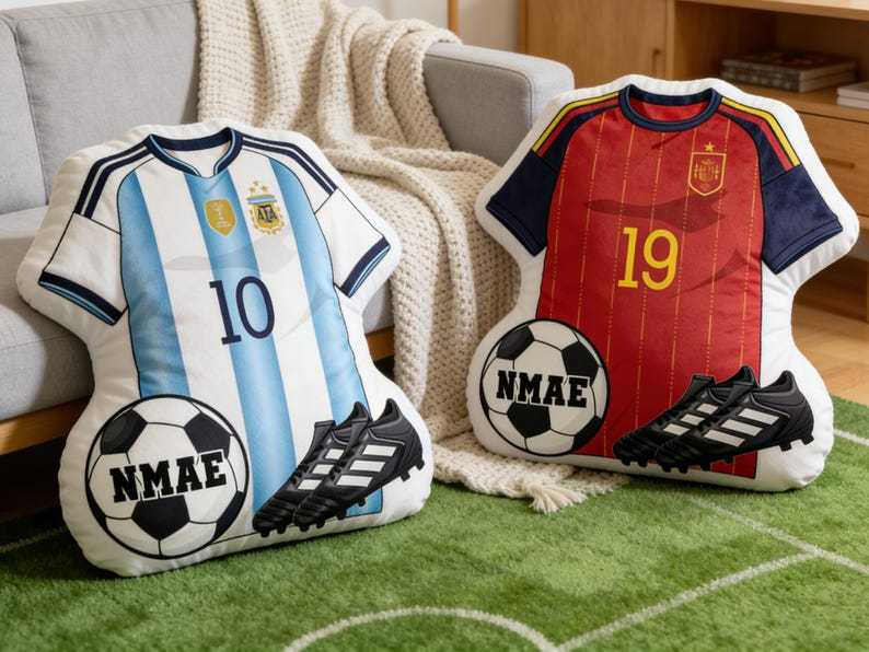 Soccer Jersey Shape Pillow with Name & Number Personalized,Custom Sports Gift for Kids/Sports Lovers,Sport Home Decor,World Cup 2026 Gift