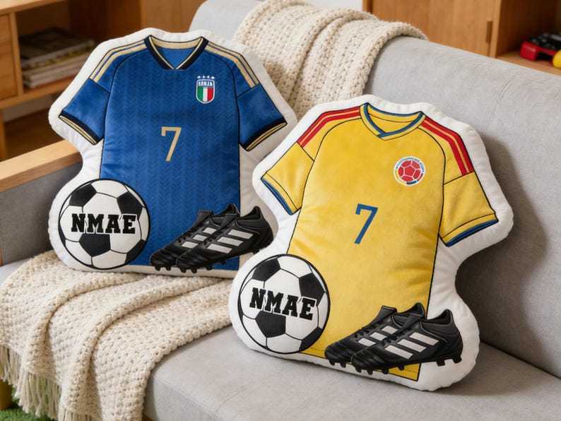 Soccer Jersey Shape Pillow with Name & Number Personalized,Custom Sports Gift for Kids/Sports Lovers,Sport Home Decor,World Cup 2026 Gift