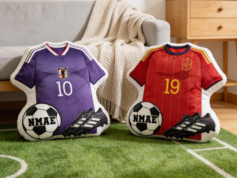 Soccer Jersey Shape Pillow with Name & Number Personalized,Custom Sports Gift for Kids/Sports Lovers,Sport Home Decor,World Cup 2026 Gift