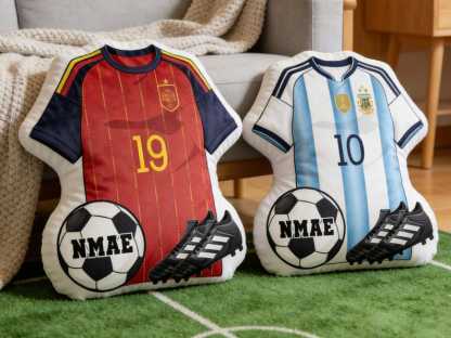 Soccer Jersey Shape Pillow with Name & Number Personalized,Custom Sports Gift for Kids/Sports Lovers,Sport Home Decor,World Cup 2026 Gift