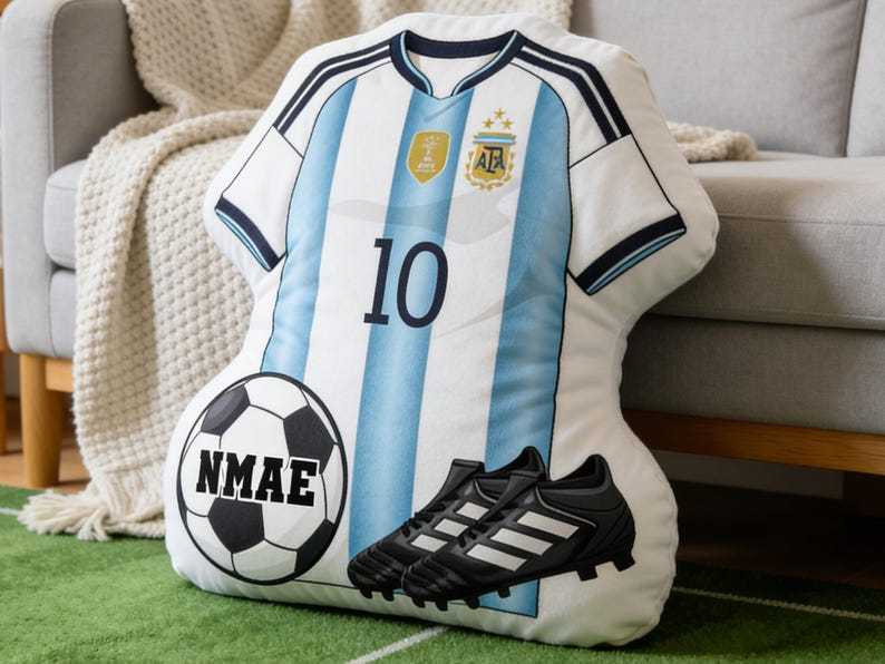 Soccer Jersey Shape Pillow with Name & Number Personalized,Custom Sports Gift for Kids/Sports Lovers,Sport Home Decor,World Cup 2026 Gift