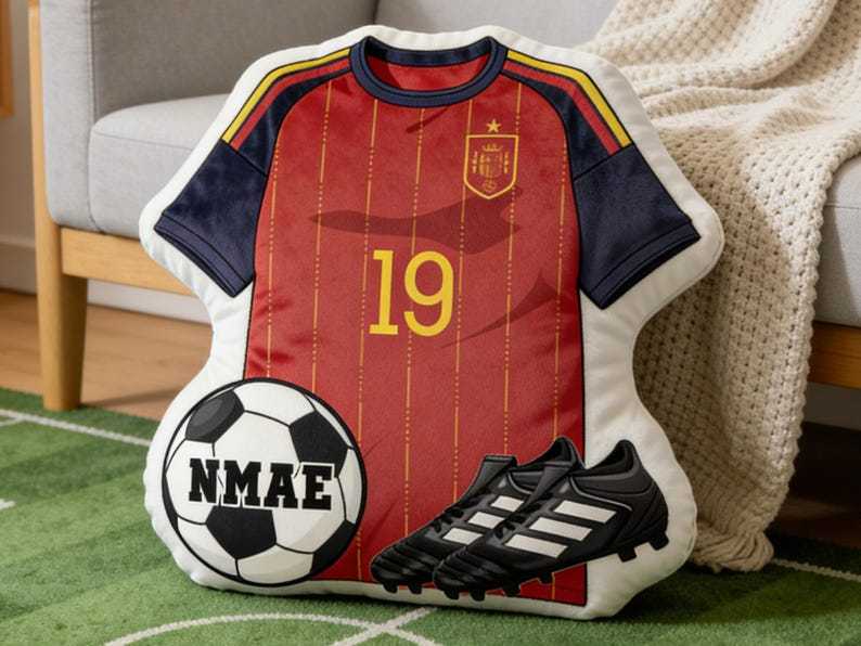 Soccer Jersey Shape Pillow with Name & Number Personalized,Custom Sports Gift for Kids/Sports Lovers,Sport Home Decor,World Cup 2026 Gift