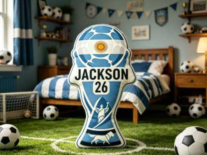 Custom Name 2026 World Trophy Pillow ,Soccer Champion Cushion, Football Fan Gift ,Nursery Kids Bedroom Sports Decor ,Tournament Celebration