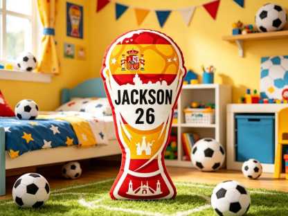 Custom Name 2026 World Trophy Pillow ,Soccer Champion Cushion, Football Fan Gift ,Nursery Kids Bedroom Sports Decor ,Tournament Celebration