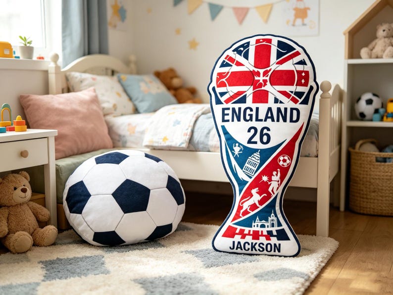 Custom Name 2026 World Trophy Pillow ,Soccer Champion Cushion, Football Fan Gift ,Nursery Kids Bedroom Sports Decor ,Tournament Celebration