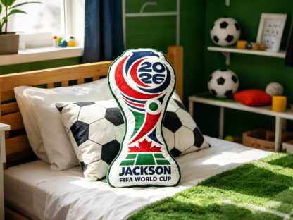 Custom Name 2026 World Trophy Pillow ,Soccer Champion Cushion, Football Fan Gift ,Nursery Kids Bedroom Sports Decor ,Tournament Celebration