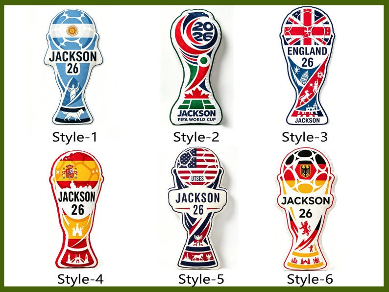 Custom Name 2026 World Trophy Pillow ,Soccer Champion Cushion, Football Fan Gift ,Nursery Kids Bedroom Sports Decor ,Tournament Celebration