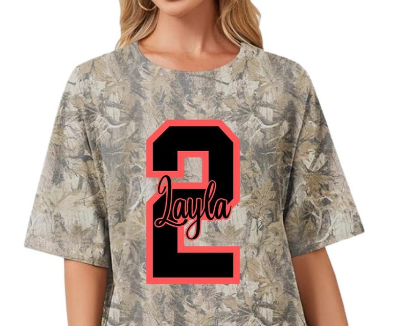 Custom Baseball | Softball | Football | Camo Shirt | Glitter Name & Number Game Day Apparel