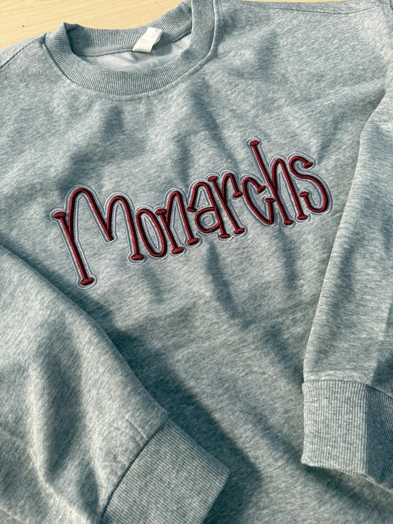 Custom Cropped Puff Embroidered Sweatshirt with Side Bow | School Spiritwear Pullover | Personalized Team Gift