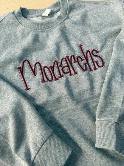 Custom Cropped Puff Embroidered Sweatshirt with Side Bow | School Spiritwear Pullover | Personalized Team Gift