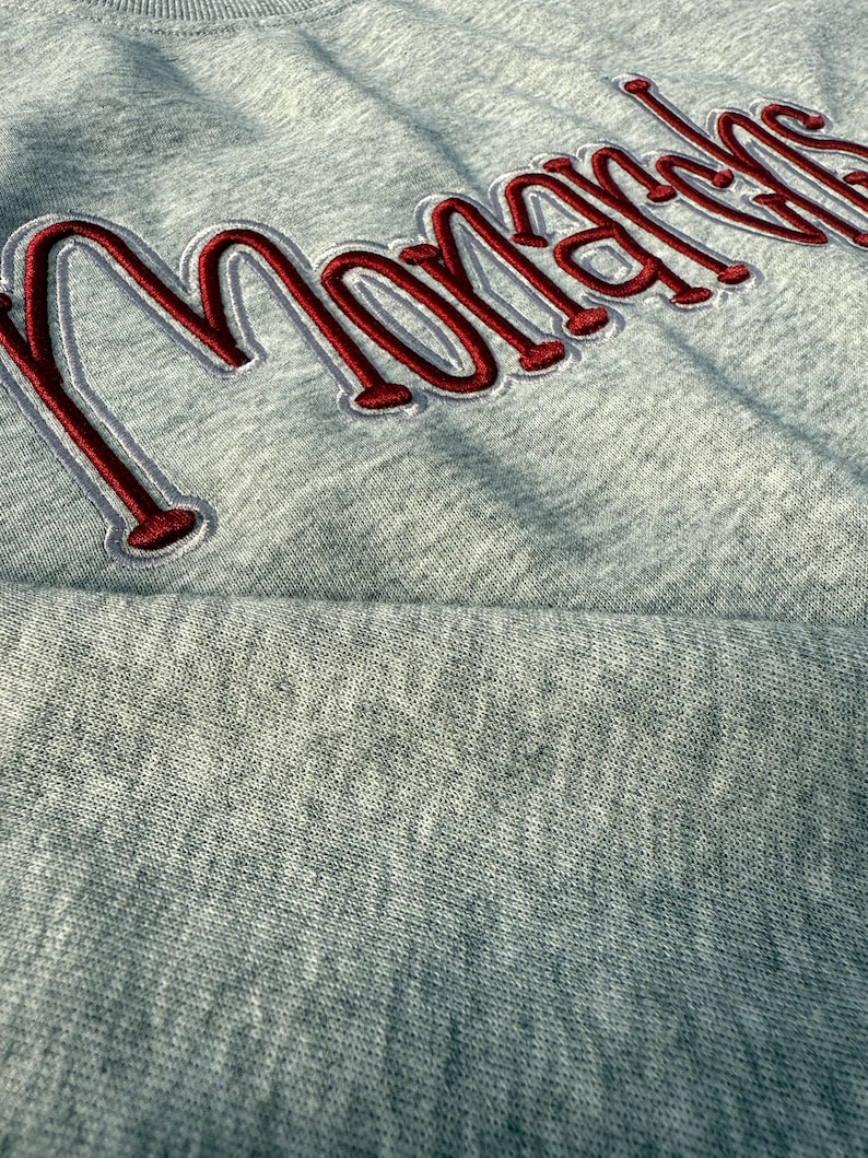 Custom Cropped Puff Embroidered Sweatshirt with Side Bow | School Spiritwear Pullover | Personalized Team Gift