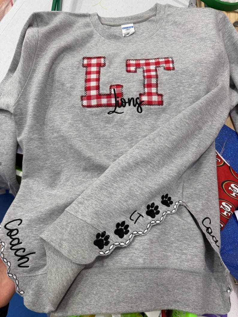 Custom Embroidered Game Day School/Team Spirit Sweatshirt | Personalized Mascot Embroidered Crewneck