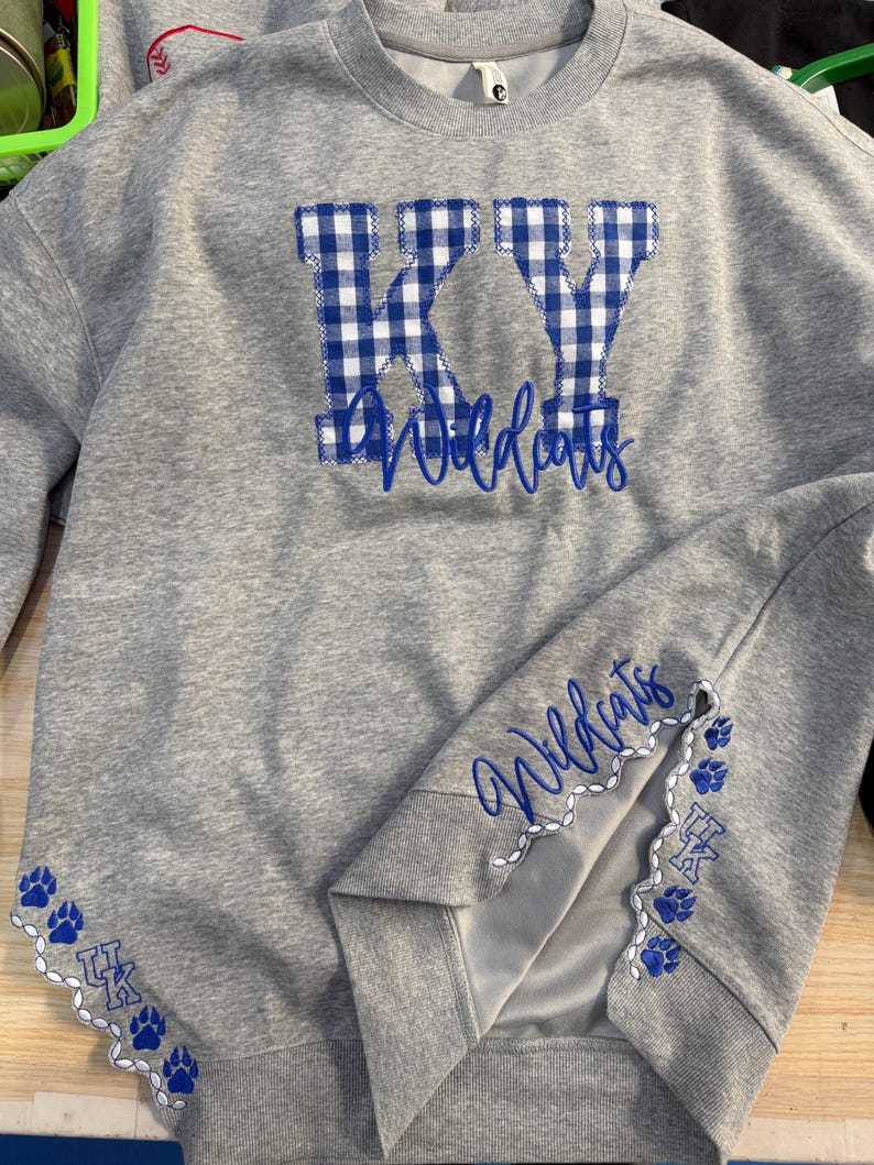 Custom Embroidered Game Day School/Team Spirit Sweatshirt | Personalized Mascot Embroidered Crewneck